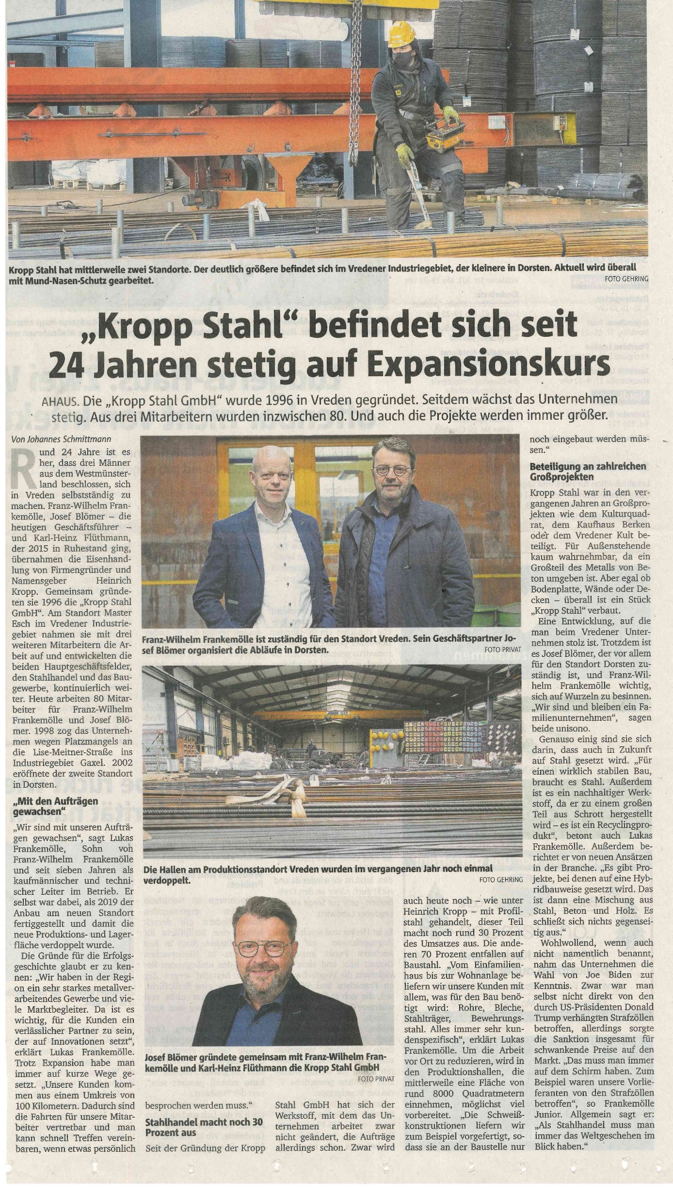 30.11.2020 Bericht in der Münsterlandzeitung